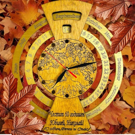 ДЪРВЕН СТЕНЕН ЧАСОВНИК С ВЕЧЕН КАЛЕНДАР