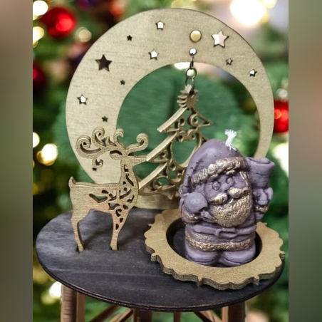 КОЛЕДЕН ДЪРВЕН СЪВЕНИР СЪС СВЕЩ