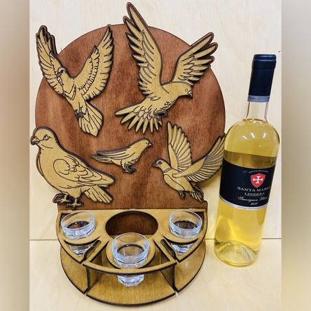 Тематичен мини бар за бутилка алкохол- Гълъби 2