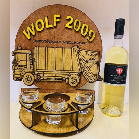 Тематичен мини бар за бутилка алкохол- Камион за смет