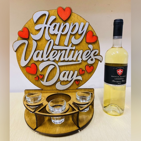Тематичен мини бар за бутилка алкохол- Свети Валентин