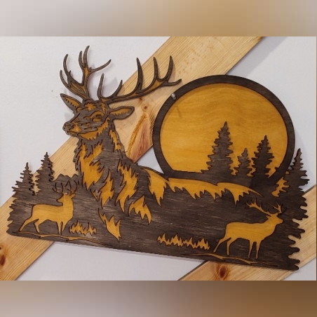 ДЪРВЕНО ПАНО ЗА СТЕНА С ЛОВНИ МОТИВИ