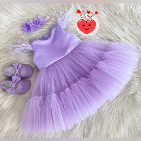 Детска рокля в лилаво с тюл