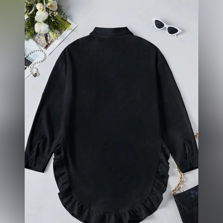 Дамска риза тип рокля с къдри черно            в бяло