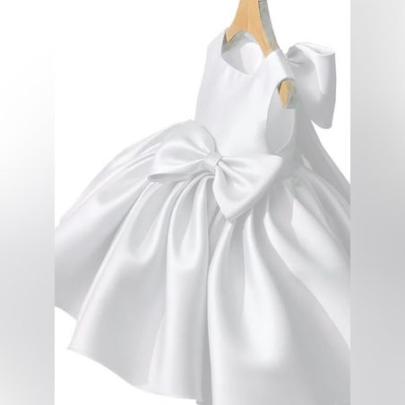 Детска рокля в бяло с панделка