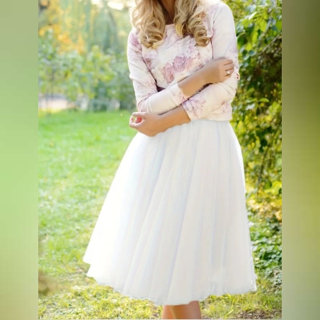 Дамска къса пола от тюл в бяло