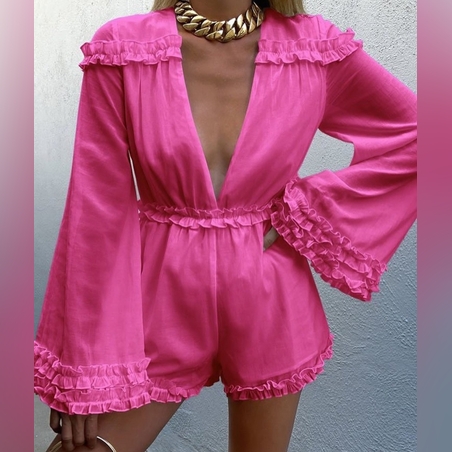 Дамска къс гащеризон в циклама