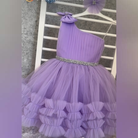 Детска  къса рокля от тюл в лилаво