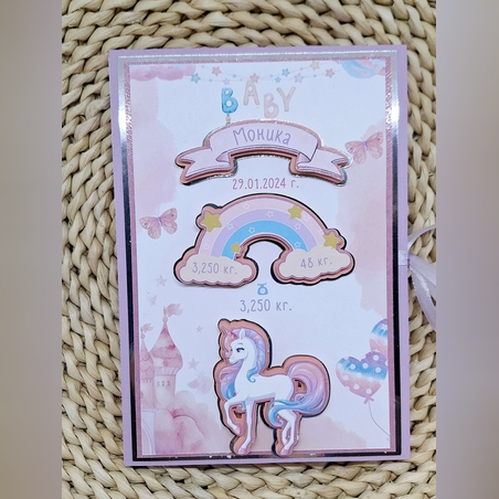 Картичка за новородено с място за снимки