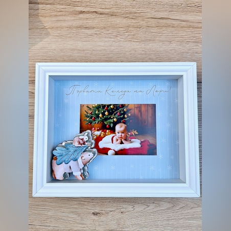 CRAFTONA Коледна рамка за снимка с 3D елементи – мече ЛОРИ с елха