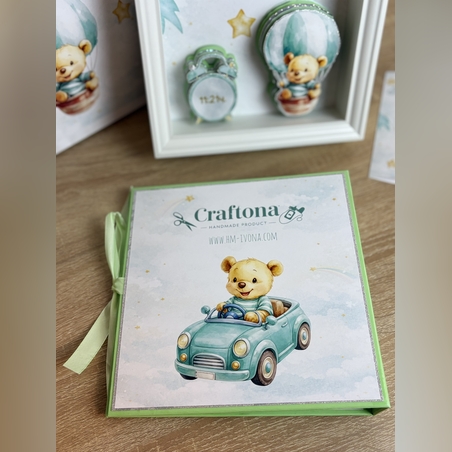 Албум за новородено с ринг механизъм 22х22 см., 12 листа - зелен Pooh