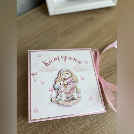 CRAFTONA Албум дневник с ринг механизъм - розови зайчета