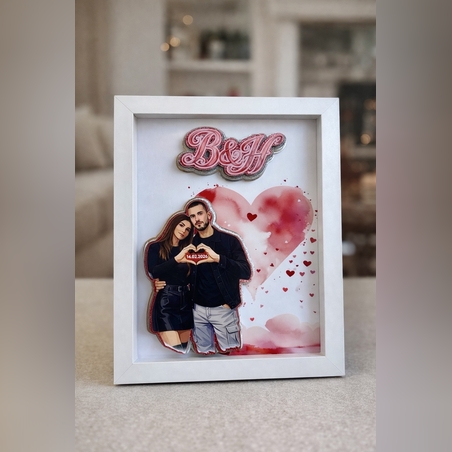 CRAFTONA Рамка с 3д елементи - сърца и ваша снимка