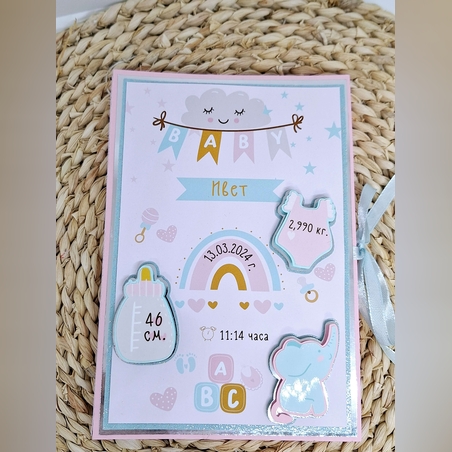 Мини албум визитка за новородено