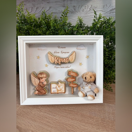 Рамка за кръщене с ангелче