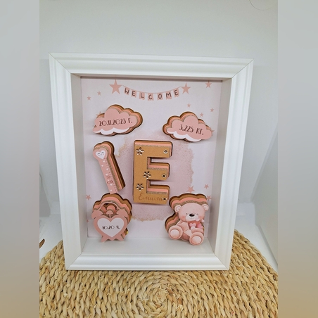 Ръчно декорирана бебешка рамка визитка