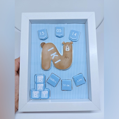 Рамка визитка за бебе с буква мече