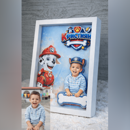 CRAFTONA Рамка с 3д изображение по снимка - Paw Patrol подарък