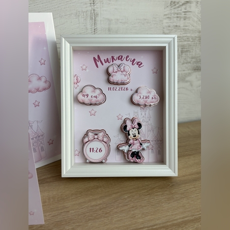 Рамка визитка за новородено - Мини Маус