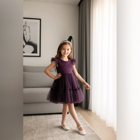 Официална рокля с аксесоар фиба в лилаво