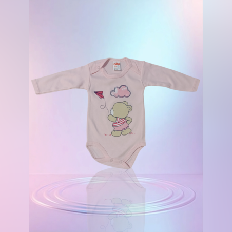 Боди с мече в розово