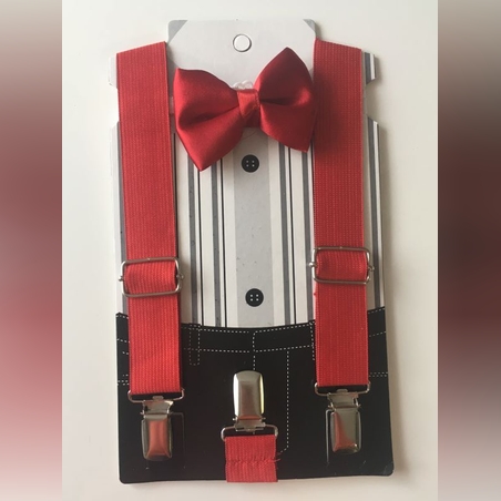 Папийонка с тиранти в червено