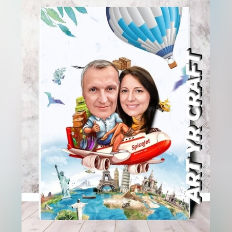 ✈ Карикатура „Светът е наш!“ – Идеален подарък за двойки, които обичат да пътуват 🌍