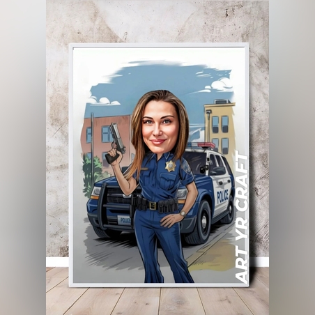 Карикатура „Полицай по снимка“ – персонализиран подарък с характер! 🚓