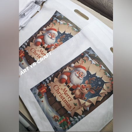 Коледна текстилна торбичка „Merry Christmas“