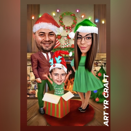 🎄 Персонализирана коледна карикатура – Весела семейна приказка!