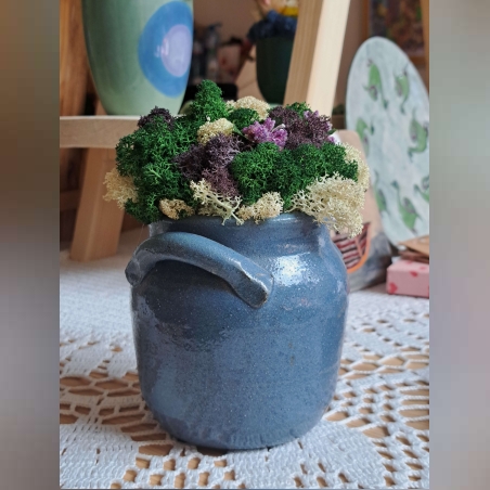 Винтидж кашпа със скандинавски мъх – единствена бройка