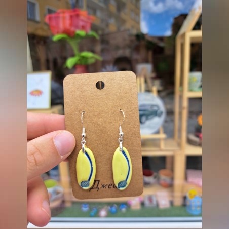 Ръчно изработени керамични обеци - жълти