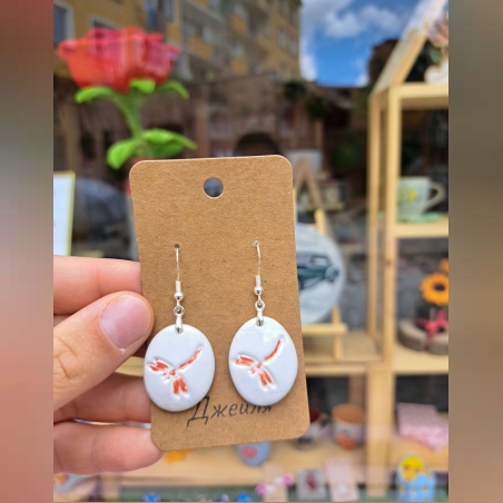 Ръчно изработени керамични обеци с водно конче