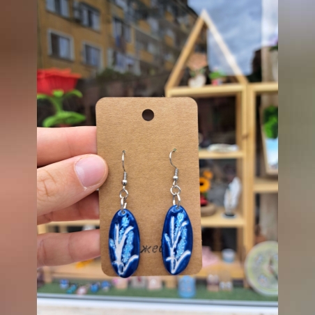 Ръчно изработени керамични обеци - сини