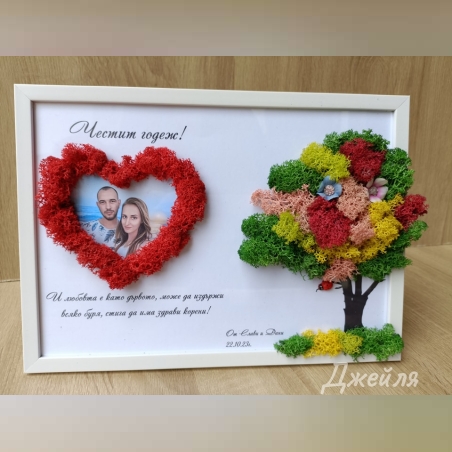 Картина със скандинавски мъх и дигитален портрет