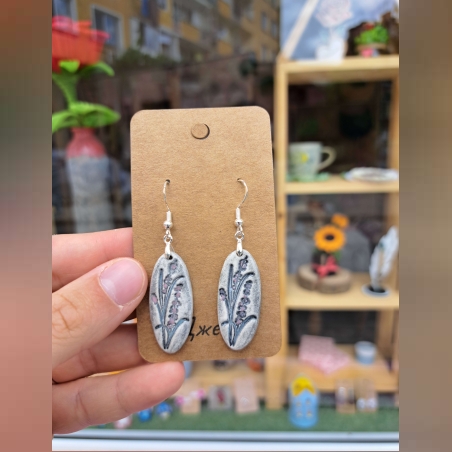 Ръчно изработени керамични обеци с лавандула