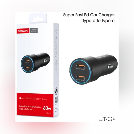 30W + 30W QC 5.0 Super Fast Charging Адаптер за автомобил с два PD входа TC-24