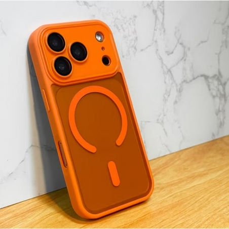 Луксозен кейс+MagsafeTP-27 +камера за iPhone 17 Pro Max - Оранжев