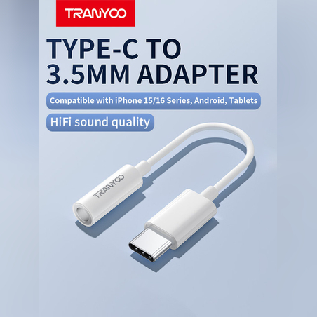Tranyoo T-E7 преходен кабел Type C към AUX