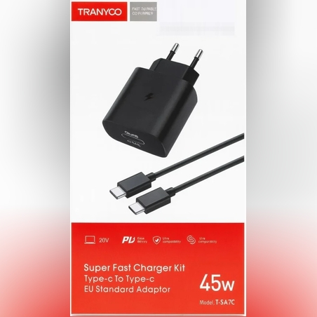 Tranyoo 45w T-SA7C White супер бързо зарядно с кабел Type C - Type C Гаранция!