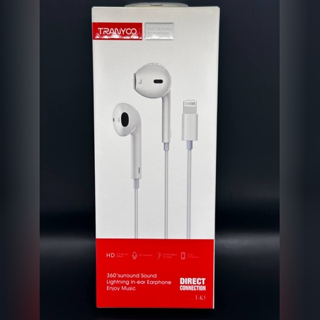 Премиум Lightning слушалки с кабел ( без bluetooth ) T-K5 бели