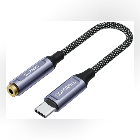 Type C към 3.5mm, плетен аудио адаптер Т-Е8