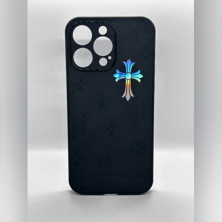 Модерен, черен калъф от плат с кръст RT-17 за iPhone 15 plus