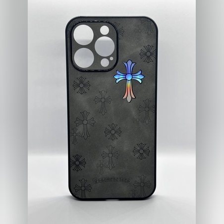 Модерен, сив калъф от плат с кръст RT-17 за iPhone 15 plus