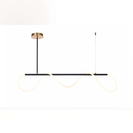 LED Осветително тяло 36W, Топла светлина 3000K, Черно – Вълнообразен дизайн с месингов акцент