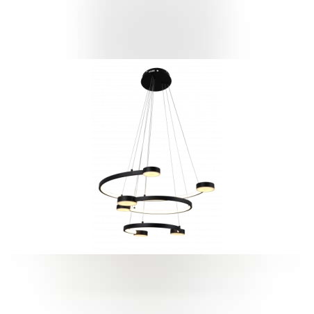 LED Пендел 40W, Топла светлина 3000K, Черен – Каскаден 3-ринг дизайн