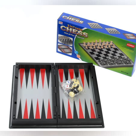 Занимателна игра Шах + Табла + Дама - 32х16см - 65663