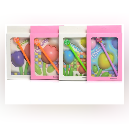 Тефтер с химикал в кутия - Спирала - 13х17см - Цветя - 65679