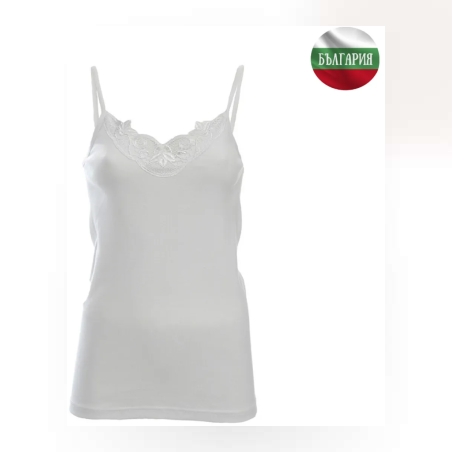 Дамски корсаж - Тънка презрамка с дантела - Рипс - Бял - 2ХL - 060725