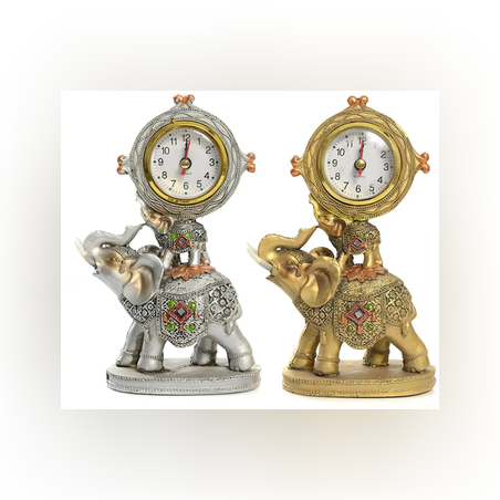 Сувенир- Статуетка слон с часовник - 20х11см - 61113